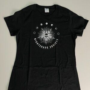 Wednesday Nightshade Society Logo Graphic T-Shirt Womens M Black New 179